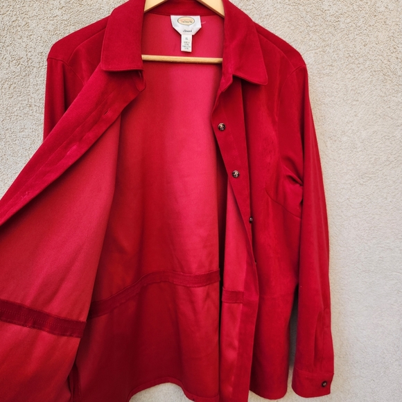 TALBOTS Women's Blouse Extra Large Red Long Sleeve Stretch Lined Top - Picture 10 of 10